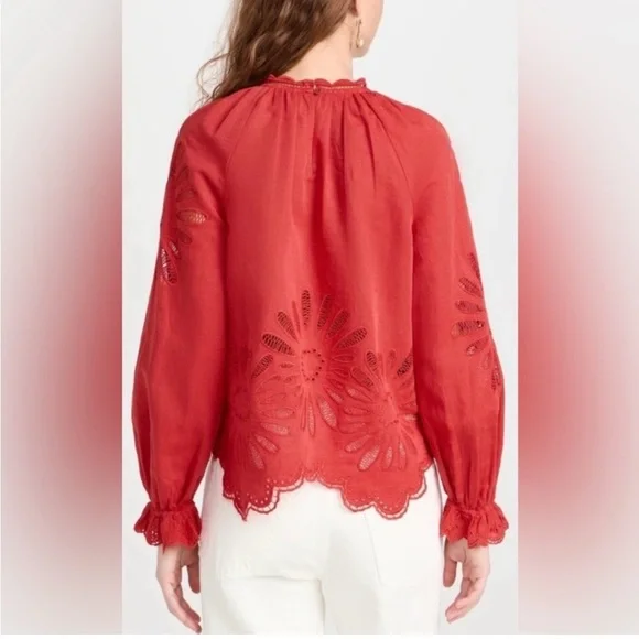 Ulla Johnson Louisa Blouse Size 6 in Poppy - Picture 2 of 9